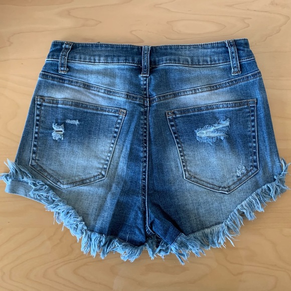 Stretchy High-Rise Jean Shorts - Picture 2 of 3